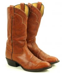 Tony Lama Marbled Caramel Leather Cowboy Boots Vintage US Made Men