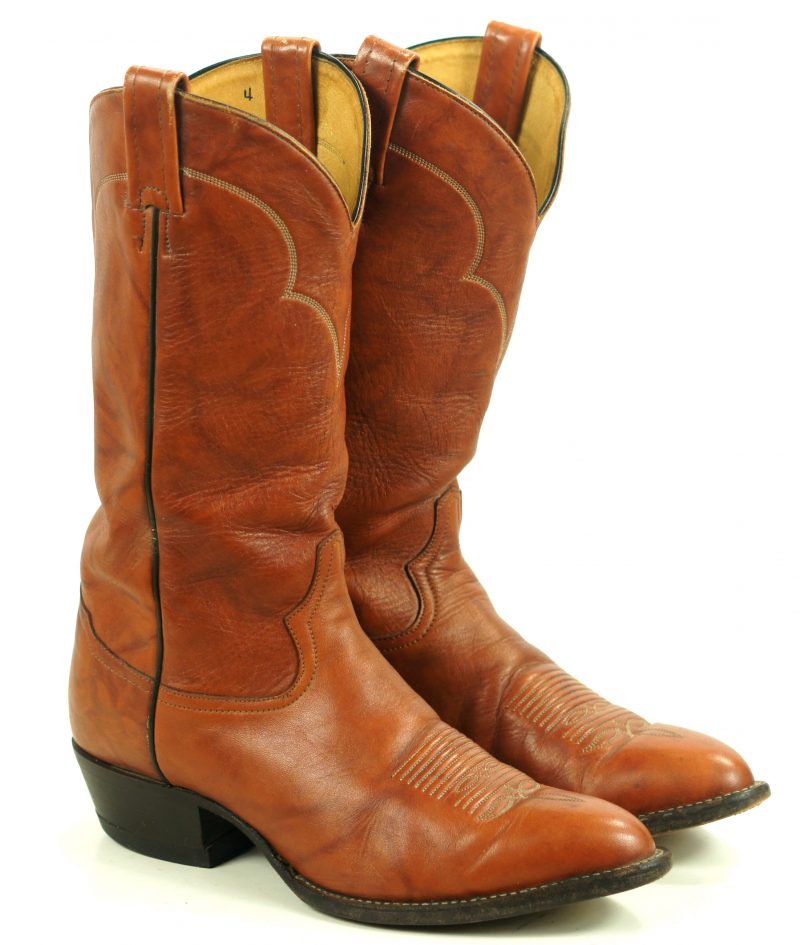 Tony Lama Marbled Caramel Leather Cowboy Boots Vintage US Made Men