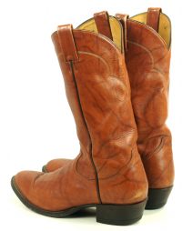 Tony Lama Marbled Caramel Leather Cowboy Boots Vintage US Made Men