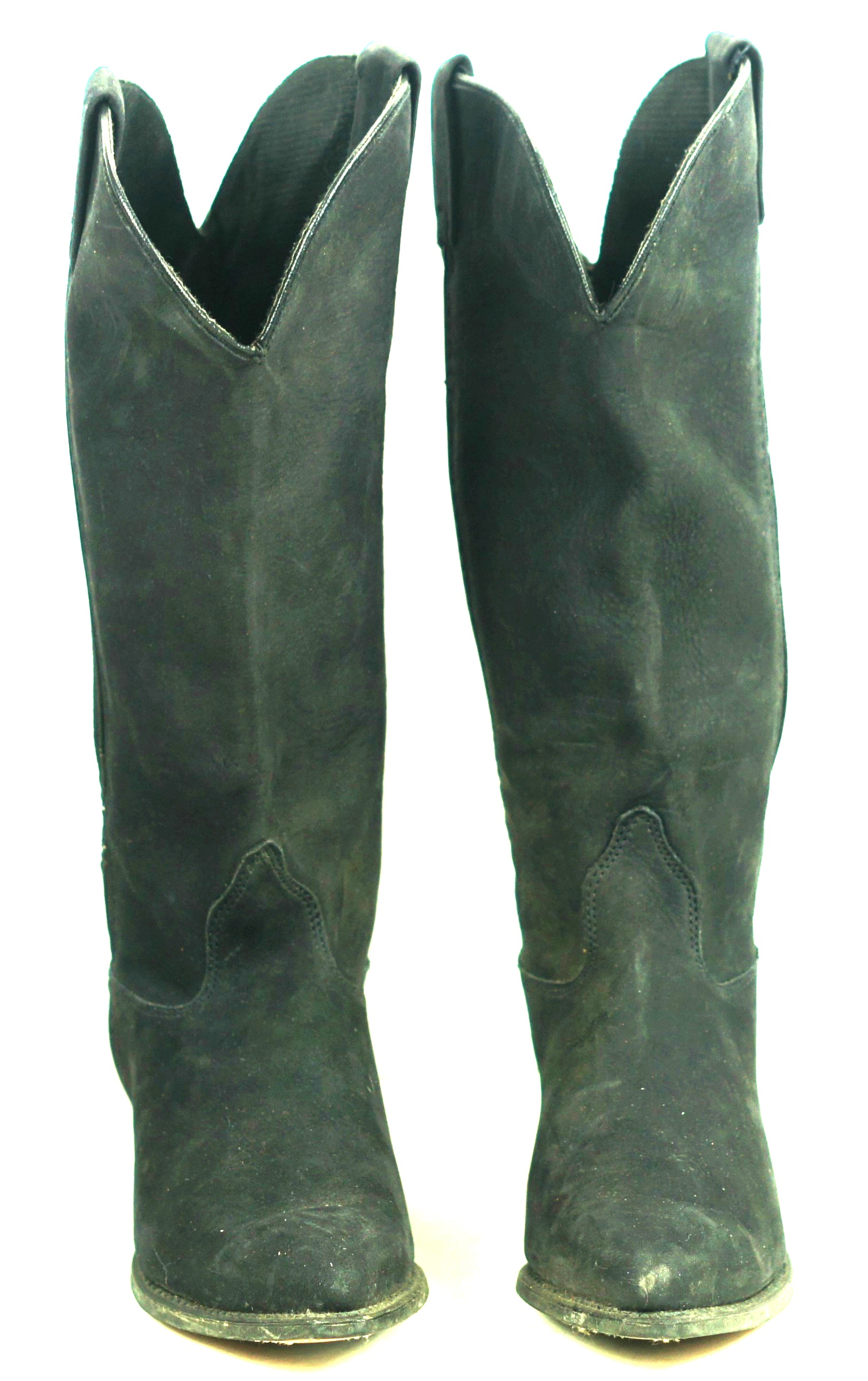 Wrangler Tall Black Suede Western Cowboy Riding Boots Vintage US Made Womens (4)