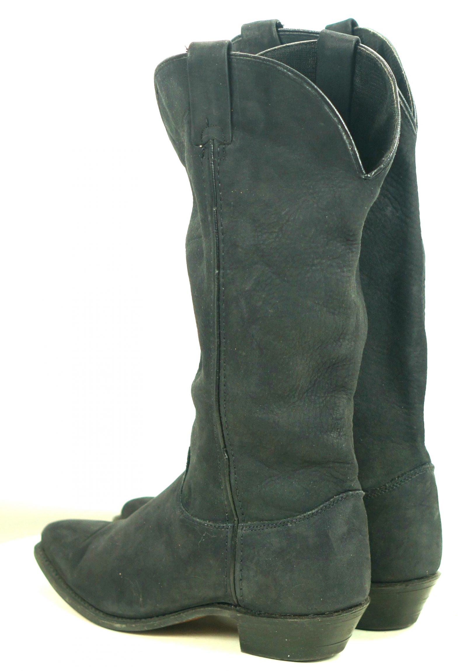 Wrangler Tall Black Suede Western Cowboy Riding Boots Vintage US Made Womens (8)