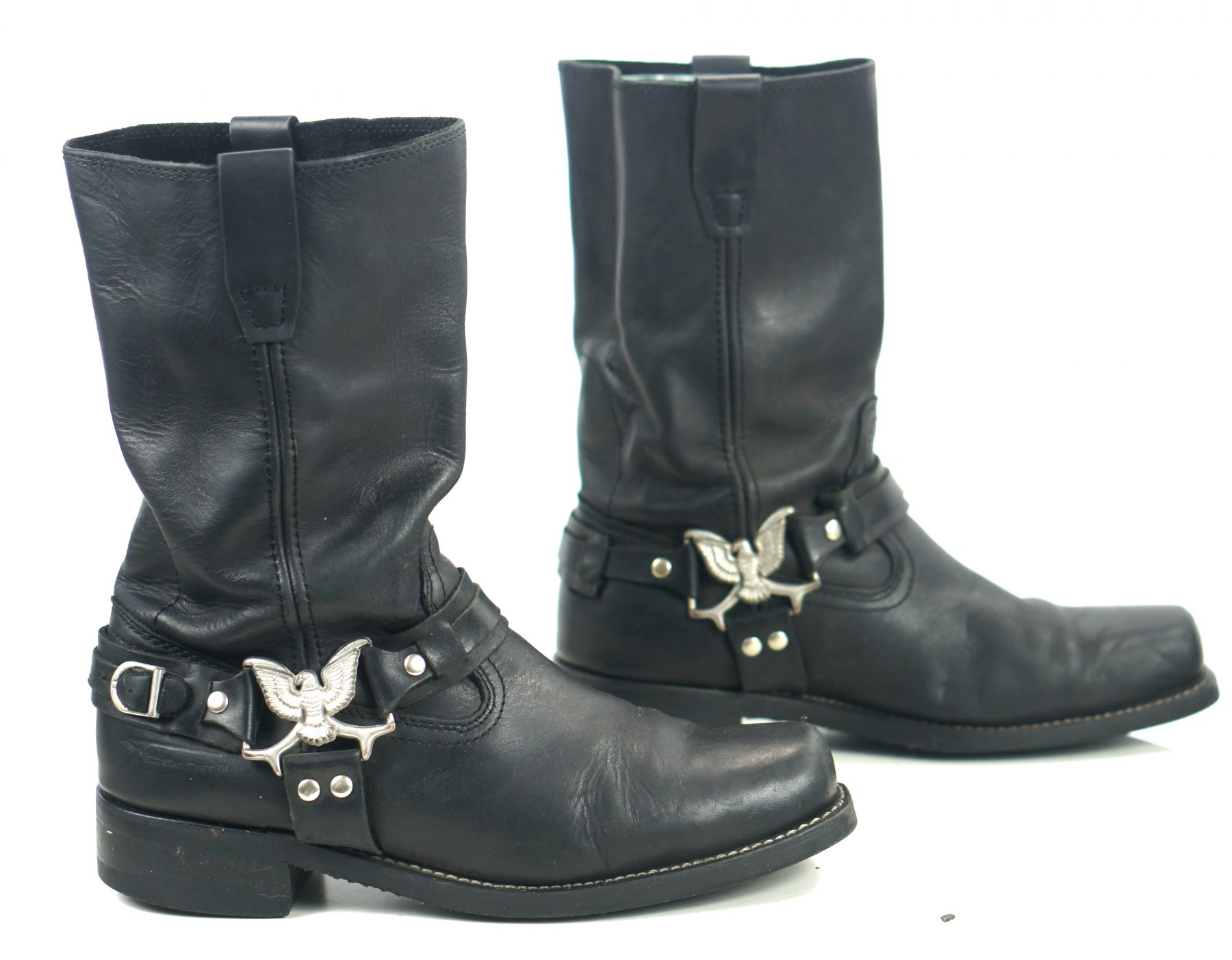 biker boots with straps