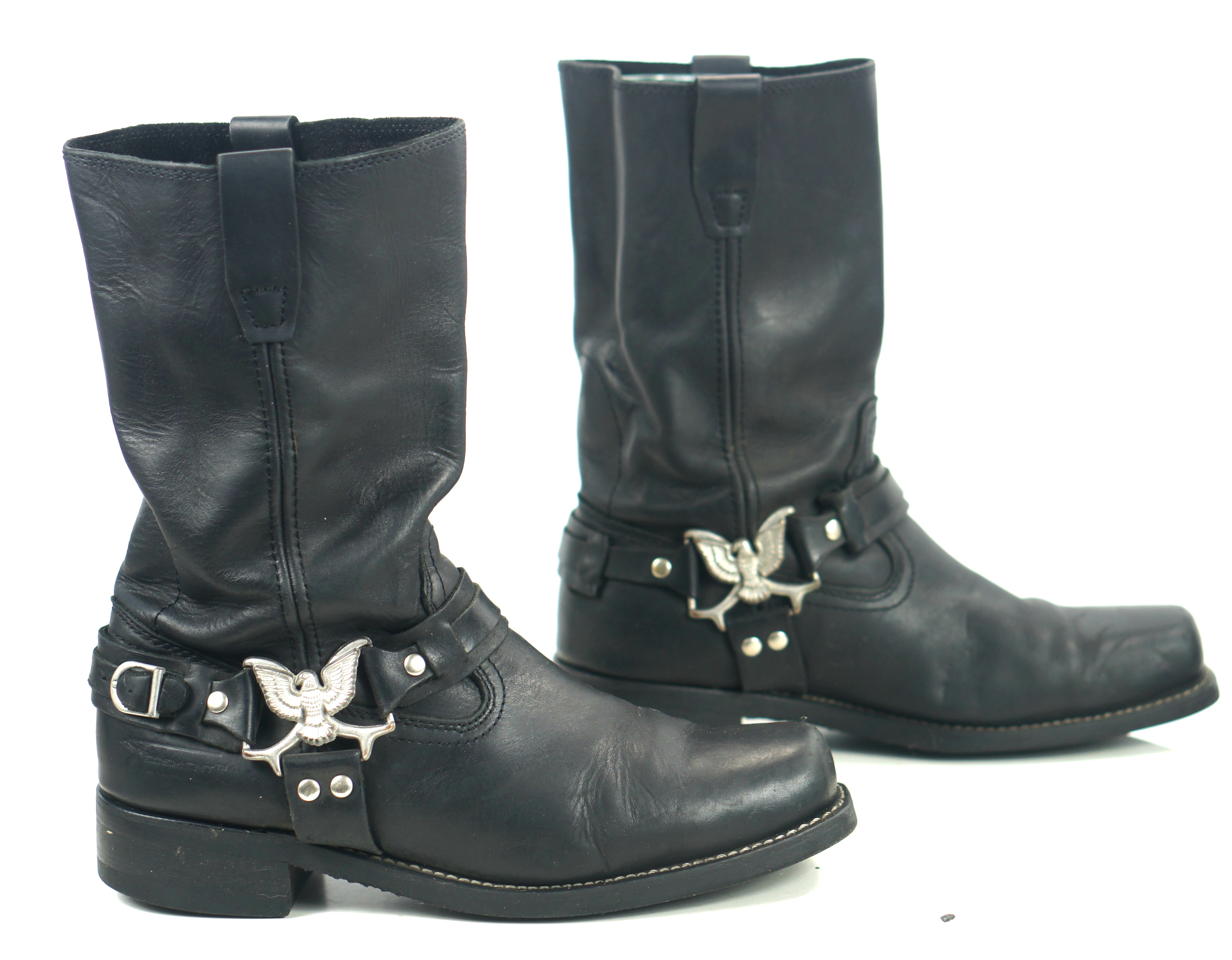 biker boots with straps