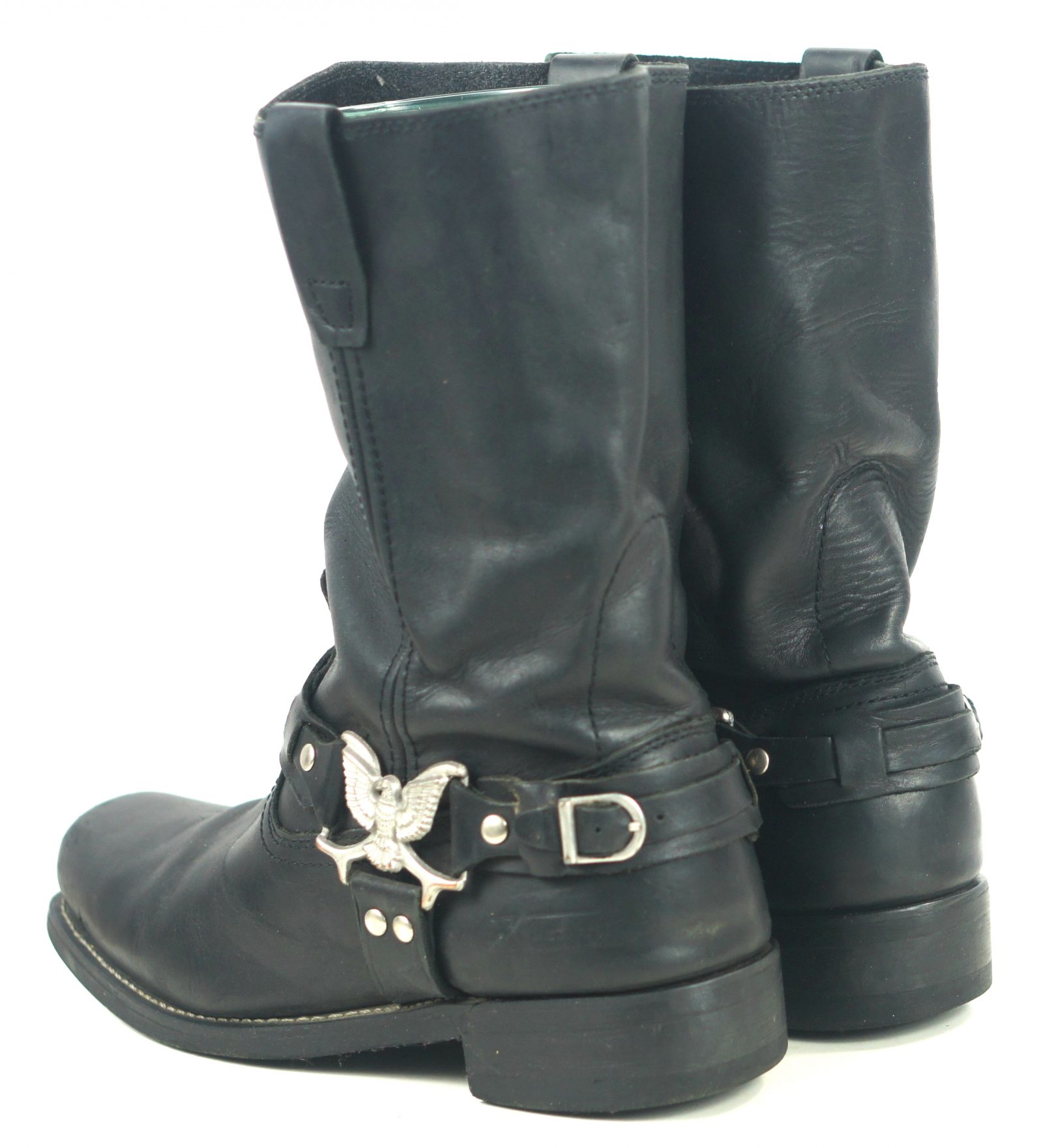 black leather motorbike boots