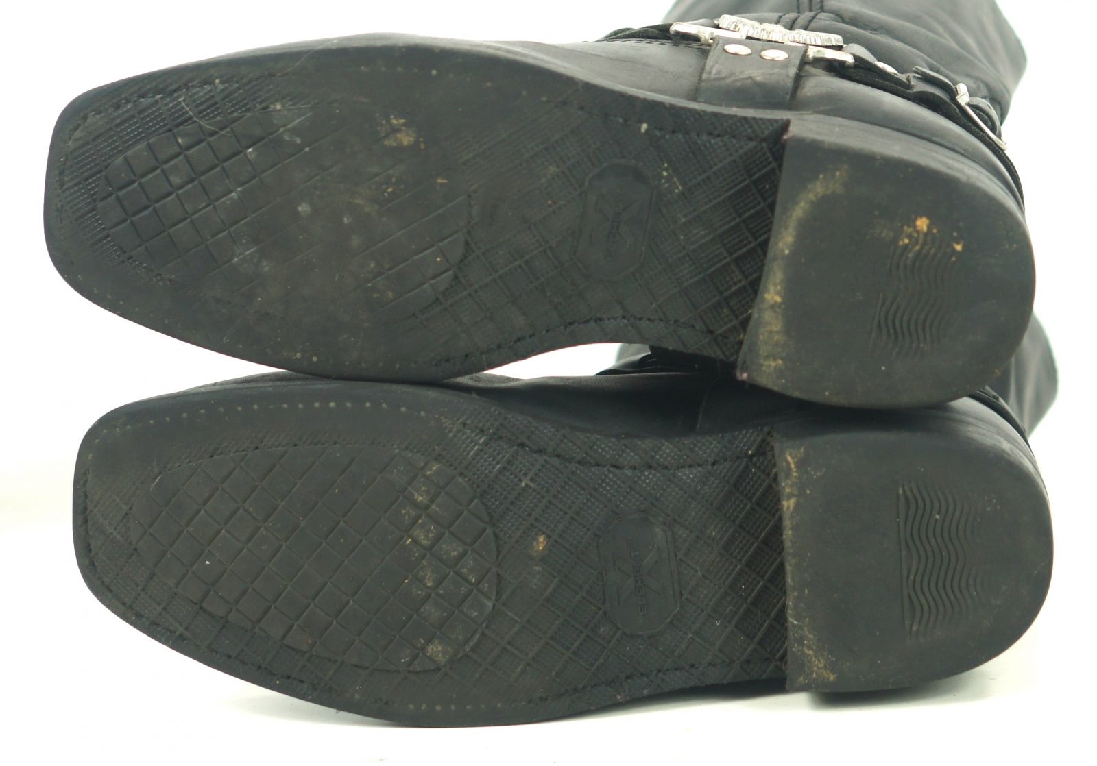 Xelement Black Leather Harness Biker Motorcycle Boots Eagle Straps Men