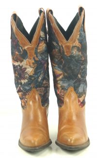 Zodiac Floral Tapestry Cowboy Western Boho Boots Vintage US Made Women