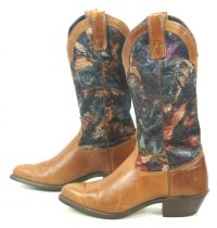 Zodiac Floral Tapestry Cowboy Western Boho Boots Vintage US Made Women
