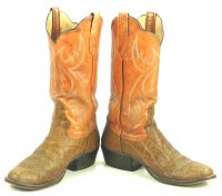 Rios Of Mercedes Orange Brown Exotic Western Cowboy Boots Vintage 70s Men