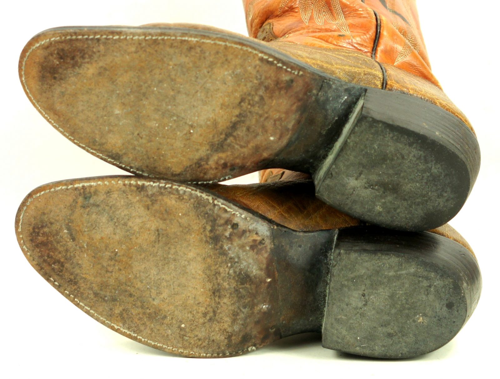 Rios Of Mercedes Orange Brown Exotic Western Cowboy Boots Vintage 70s Men