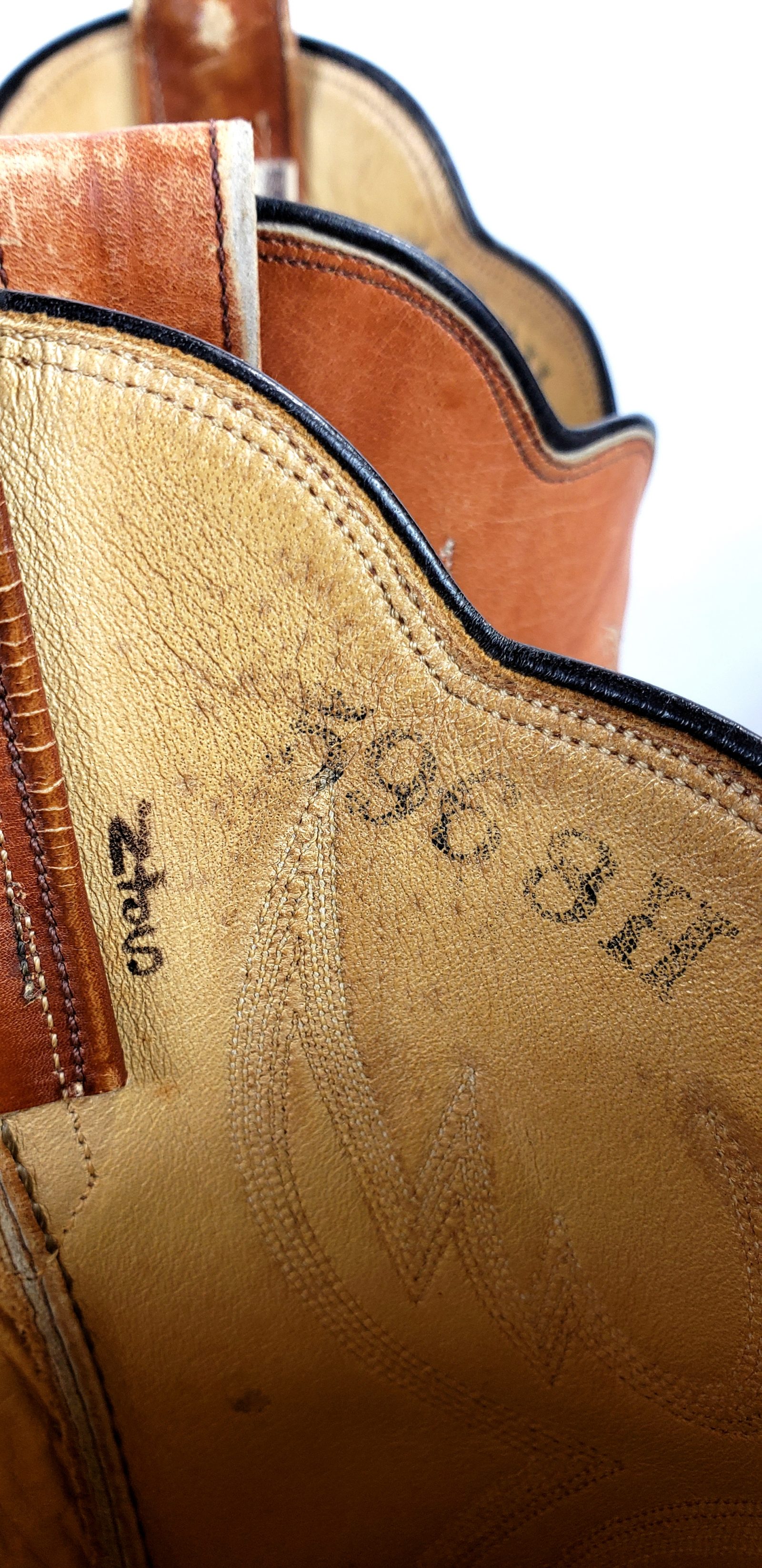 Rios Of Mercedes Orange Brown Exotic Western Cowboy Boots Vintage 70s Men