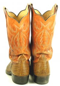 Rios Of Mercedes Orange Brown Exotic Western Cowboy Boots Vintage 70s Men