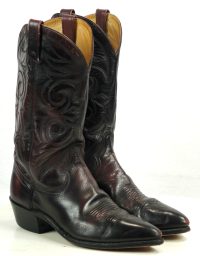 Acme Lush Burgundy Leather Western Cowboy Boots Vintage US Made Men