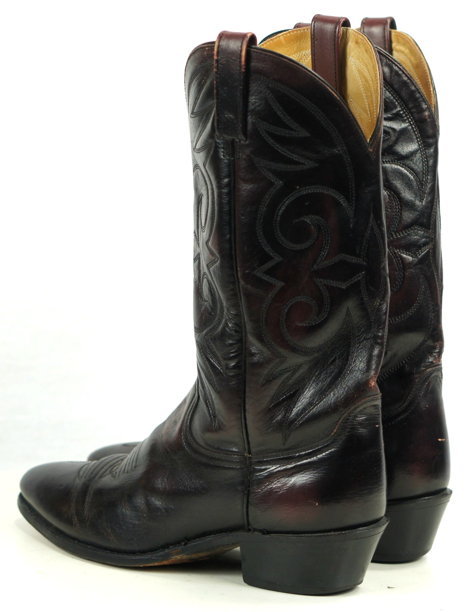 Acme Lush Burgundy Leather Western Cowboy Boots Vintage US Made Men