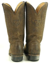 Durango Distressed Brown Leather Cowboy Eagle Boots Vintage US Made Men