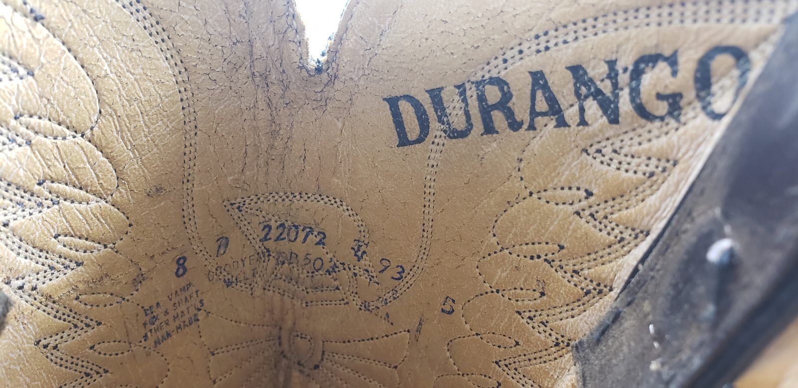 Durango Distressed Brown Leather Cowboy Eagle Boots Vintage US Made Men