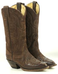 Durango Shade Old West Chocolate Brown Suede Cowboy Wingtip Boots Eagles Women