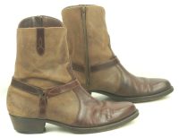 Florsheim Brown Leather Suede Biker Harness Ankle Boots Brazil Men