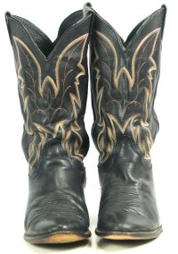 Justin Black Leather Cowboy Western Boots Handcrafted USA Made Men