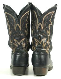 Justin Black Leather Cowboy Western Boots Handcrafted USA Made Men