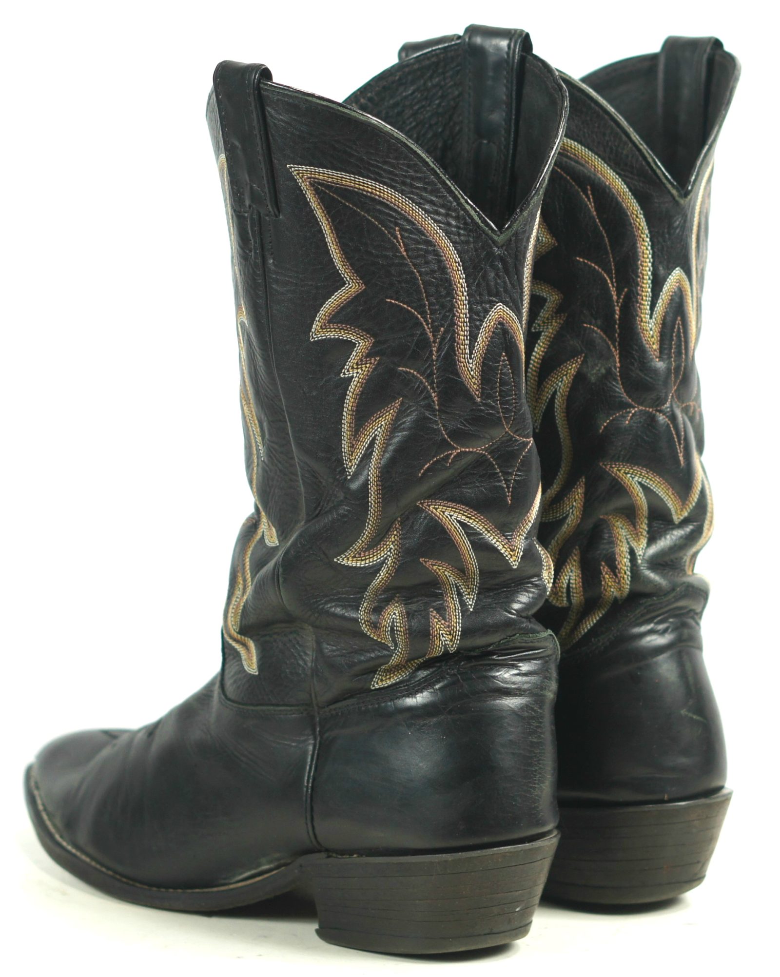 Justin Black Leather Cowboy Western Boots Handcrafted USA Made Men