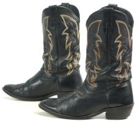 Justin Black Leather Cowboy Western Boots Handcrafted USA Made Men