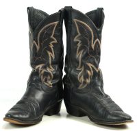 Justin Black Leather Cowboy Western Boots Handcrafted USA Made Men