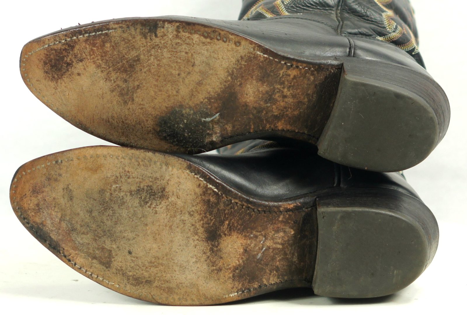 Justin Black Leather Cowboy Western Boots Handcrafted USA Made Men