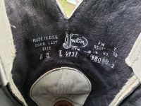 Justin White Cowboy Boots Vintage US Made Navy Blu WIngtips Inlays MINT Women