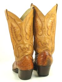 Larry Mahan Full Quill Ostrich Distressed Cowboy Boots Vintage US Made Men