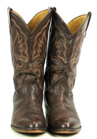 Tony Lama Dark Brown Leather Western Cowboy Boots Vintage US Made Men