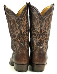 Tony Lama Dark Brown Leather Western Cowboy Boots Vintage US Made Men
