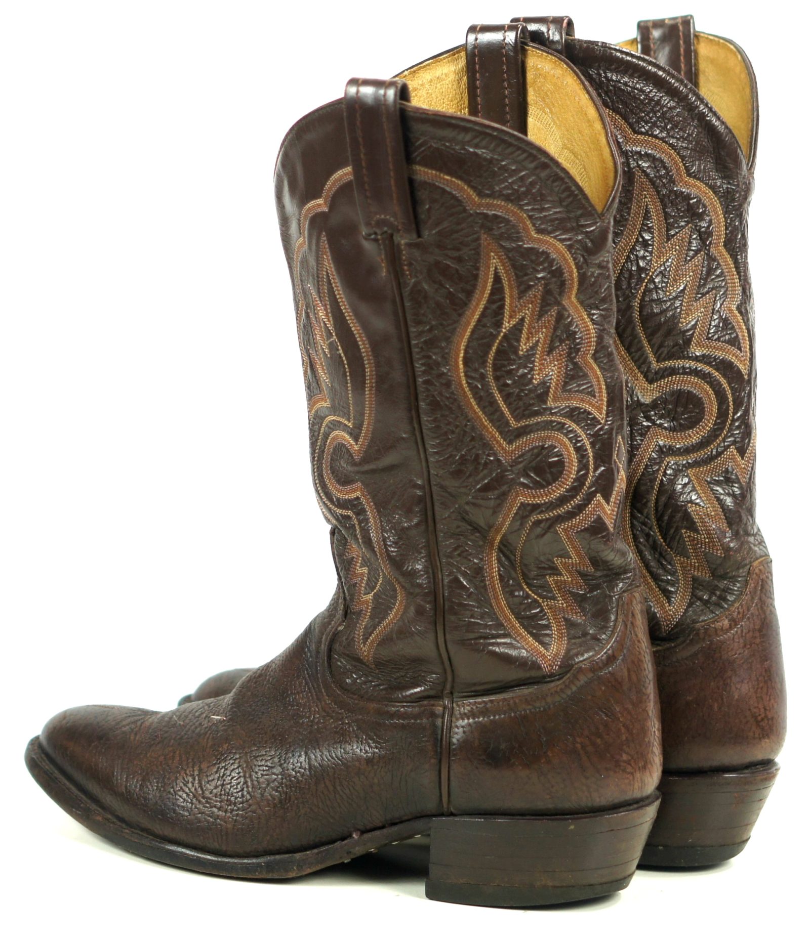 Tony Lama Dark Brown Leather Western Cowboy Boots Vintage US Made Men