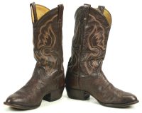 Tony Lama Dark Brown Leather Western Cowboy Boots Vintage US Made Men