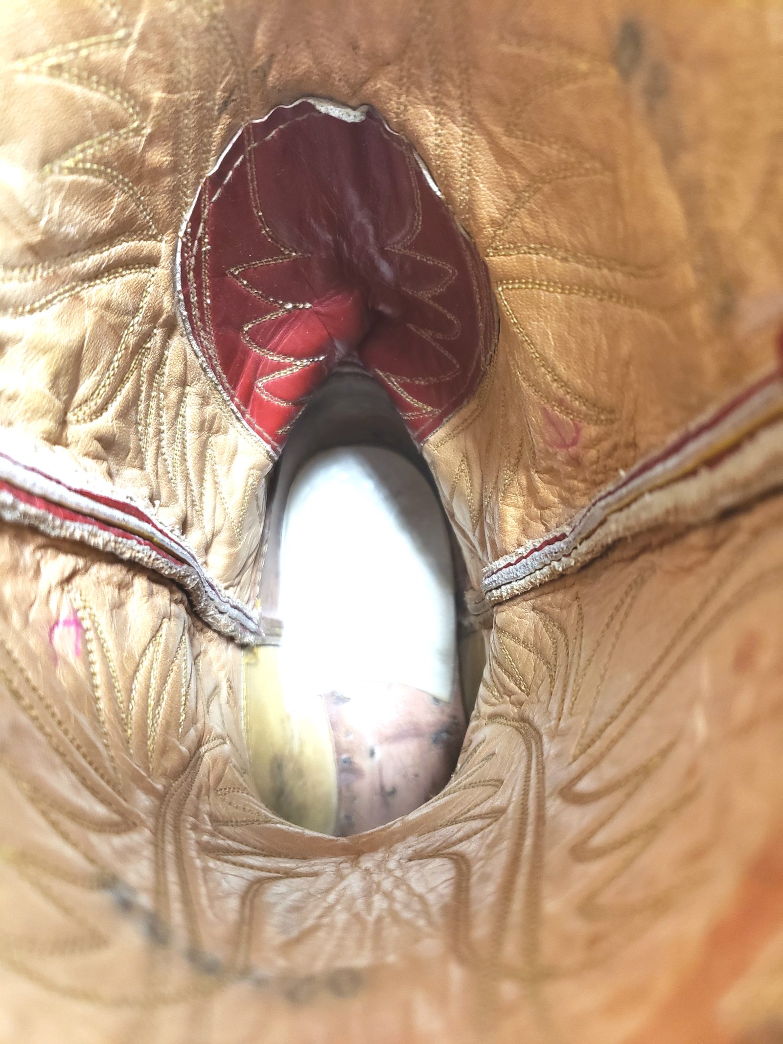 Tony Lama Red Cowboy Boots Yellow Piping Vintage Black Label US Made Women