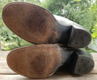 Vintage Hondo Pale Gray Leather Knee High Cowboy Boots Blue Stitch Women