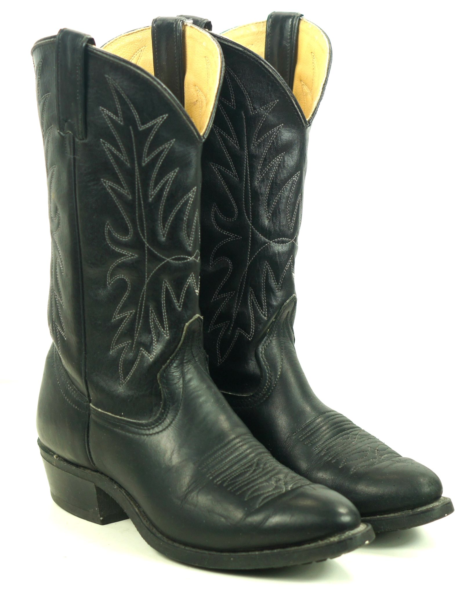 Wrangler Black Cowboy Western Work Boots Oil Resistant Vintage US Made Mens (10)