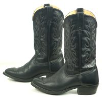 Wrangler Black Cowboy Western Work Boots Oil Resistant Vintage US Made Mens (3)