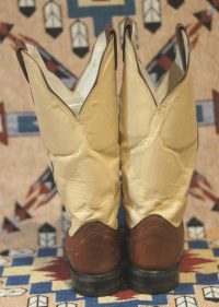 Caballo Buckaroo Cowboy Western Boots Tall Brown & Bone Leather Santa Fe Men