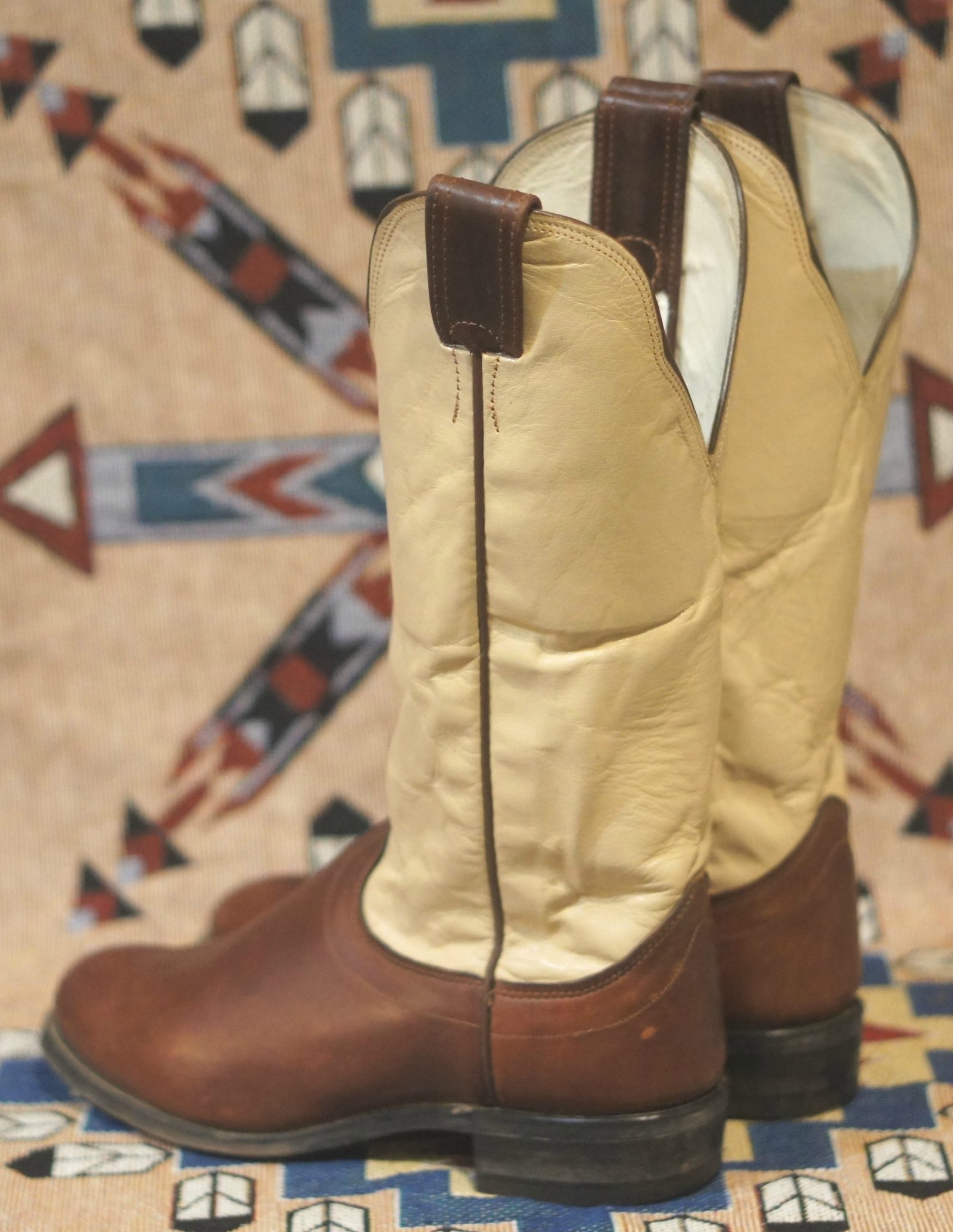 Caballo Buckaroo Cowboy Western Boots Tall Brown & Bone Leather Santa Fe Men