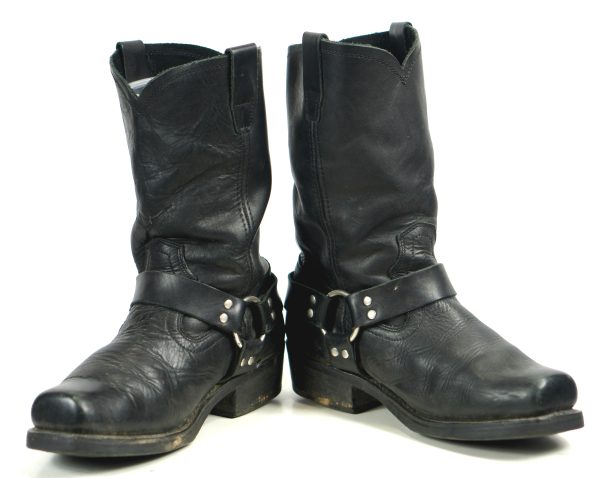 Cody James Black Leather Harness Biker Motorcycle Boots Straps Men