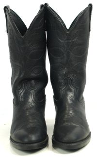 Dan Post Black Leather Biker Cowboy Work Boots Vibram Vintage US Made Men