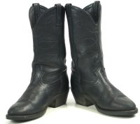 Dan Post Black Leather Biker Cowboy Work Boots Vibram Vintage US Made Men