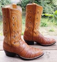 Dan Post Lizard Cowboy Western Boots Inlay Diamonds Vintage 1979 US Made Men (11)