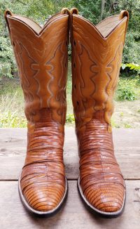 Dan Post Lizard Cowboy Western Boots Inlay Diamonds Vintage 1979 US Made Men (13)