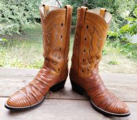 Dan Post Lizard Cowboy Western Boots Inlay Diamonds Vintage 1979 US Made Men (6)