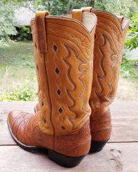 Dan Post Lizard Cowboy Western Boots Inlay Diamonds Vintage 1979 US Made Men (8)