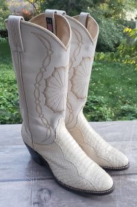 Dan Post White Snake Cowboy Wedding Boots Vintage 1988 US Made Women