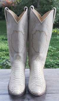 Dan Post White Snake Cowboy Wedding Boots Vintage 1988 US Made Women