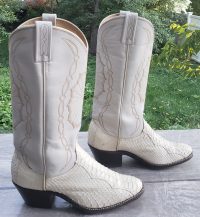 Dan Post White Snake Cowboy Wedding Boots Vintage 1988 US Made Women