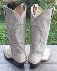 Dan Post White Snake Cowboy Wedding Boots Vintage 1988 US Made Women